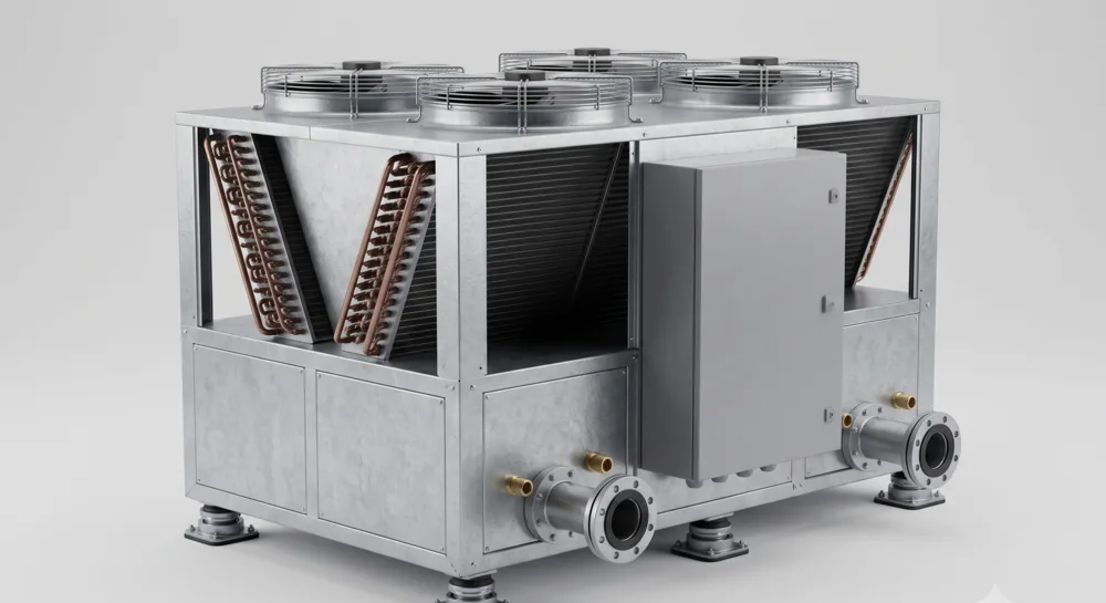 Air-cooled packaged chiller on a plant slab